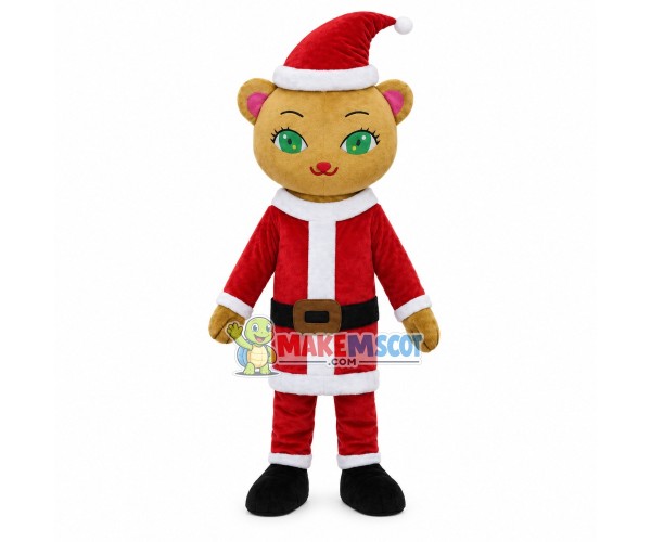 Pretty Green-eyed Cat of Christmas Mascot Costume Pretty Green-eyed Cat of Christmas Mascot Costume
