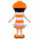 Brunette Girl In Pumpkin Hat Mascot Costume