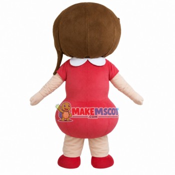 Big Eyed Girl In The Blouse Dress Mascot Costume Big Eyed Girl In The Blouse Dress Mascot Costume