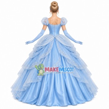 Cinderella Wearing Blue Princess Dress Mascot Costume