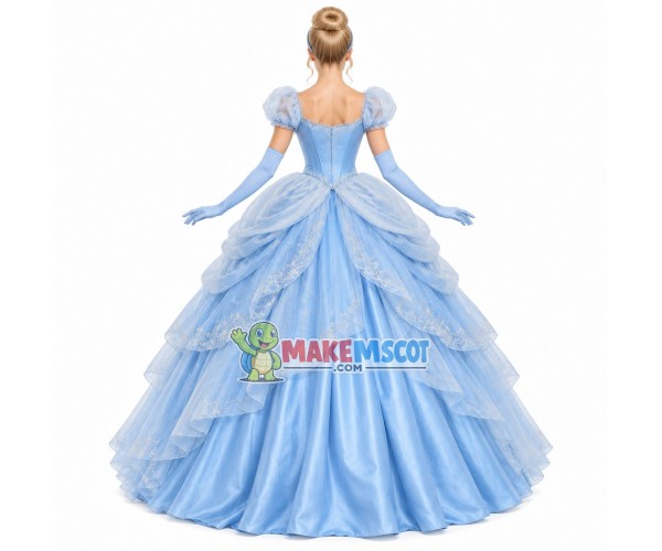 Cinderella Wearing Blue Princess Dress Mascot Costume Cinderella Wearing Blue Princess Dress Mascot Costume