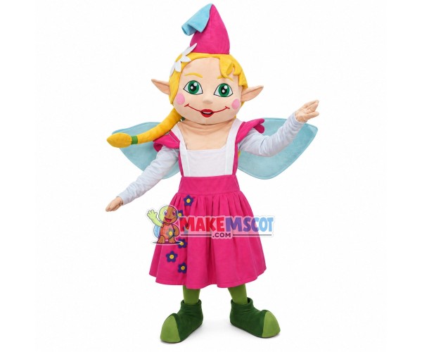 Innocent Green Eyes Nature Elf Mascot Costume Innocent Green Eyes Nature Elf Mascot Costume
