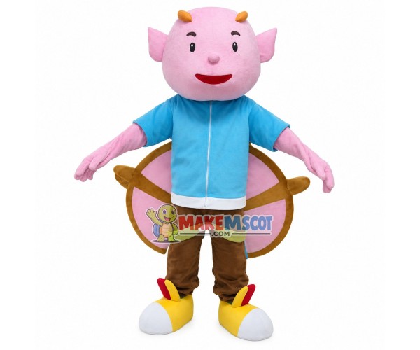 Short-horned Pink Demon Cartoon Mascot Costume Short-horned Pink Demon Cartoon Mascot Costume