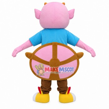 Short-horned Pink Demon Cartoon Mascot Costume Short-horned Pink Demon Cartoon Mascot Costume