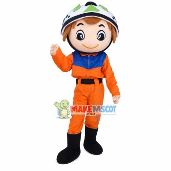 Rock Climbing Boy In Windbreaker Mascot Costume