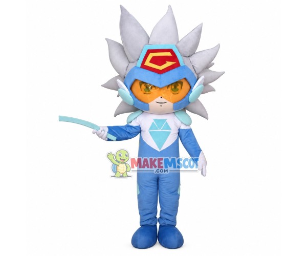Explosive Hair Future Warrior Mascot Cartoon Costume Explosive Hair Future Warrior Mascot Cartoon Costume