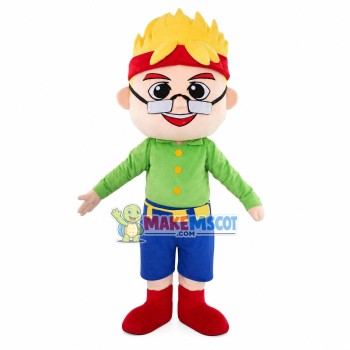 The Energetic Blond Grandpa Mascot Costume The Energetic Blond Grandpa Mascot Costume