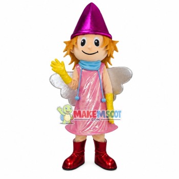 Gorgeous Fairy With Blond Hair Mascot Costume Gorgeous Fairy With Blond Hair Mascot Costume