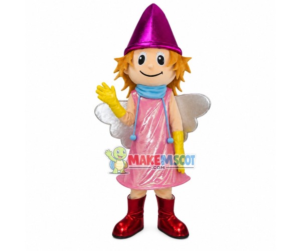 Gorgeous Fairy With Blond Hair Mascot Costume Gorgeous Fairy With Blond Hair Mascot Costume
