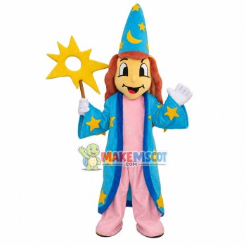 Magician In Star Robe Mascot Costume Magician In Star Robe Mascot Costume