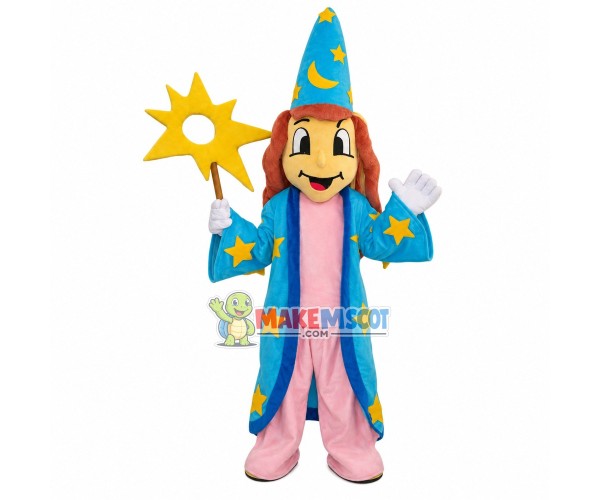 Magician In Star Robe Mascot Costume