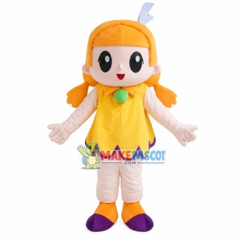 Lovely Big-eyed Blond Girl Mascot Costume