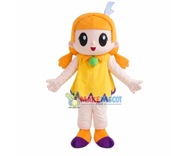 Lovely Big-eyed Blond Girl Mascot Costume Lovely Big-eyed Blond Girl Mascot Costume