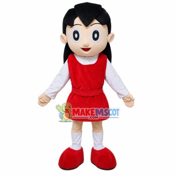 Quiet Girl In The Red Dress Mascot Costume