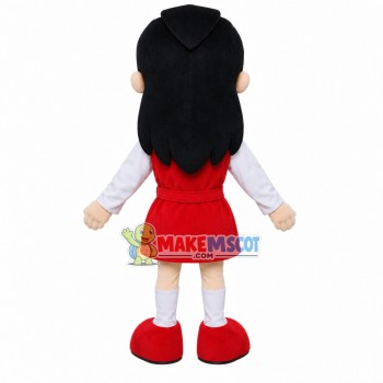 Quiet Girl In The Red Dress Mascot Costume Quiet Girl In The Red Dress Mascot Costume
