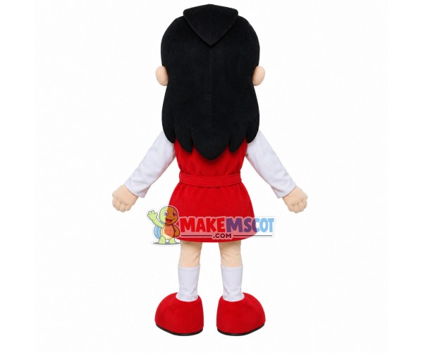 Quiet Girl In The Red Dress Mascot Costume Quiet Girl In The Red Dress Mascot Costume