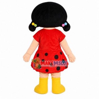 Cute Girl With Colored Hairpins Mascot Costume Cute Girl With Colored Hairpins Mascot Costume