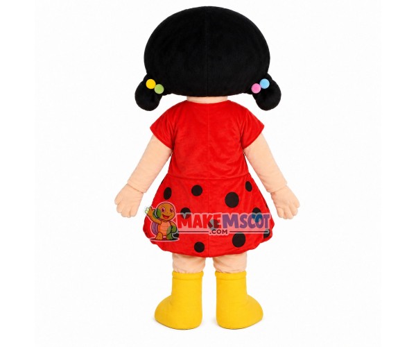 Cute Girl With Colored Hairpins Mascot Costume Cute Girl With Colored Hairpins Mascot Costume