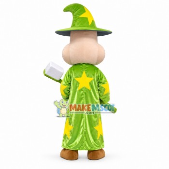 Old Magician Holding Brush Mascot Costume Old Magician Holding Brush Mascot Costume