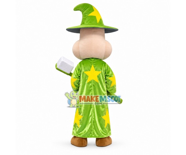 Old Magician Holding Brush Mascot Costume Old Magician Holding Brush Mascot Costume