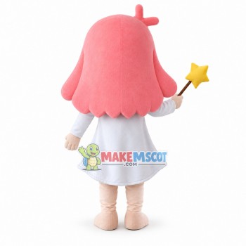 Pure Fairy With Long Pink Hair Mascot Costume Pure Fairy With Long Pink Hair Mascot Costume