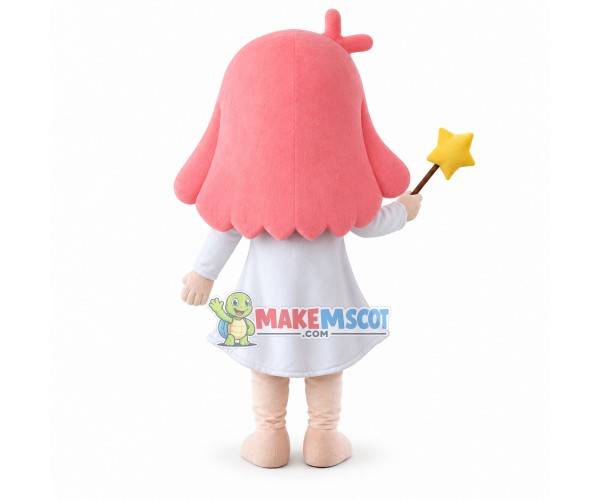Pure Fairy With Long Pink Hair Mascot Costume Pure Fairy With Long Pink Hair Mascot Costume