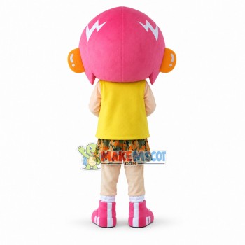 Imaginative Girl With Pink Hair Mascot Costume Imaginative Girl With Pink Hair Mascot Costume