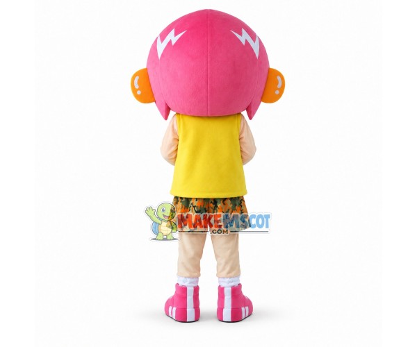Imaginative Girl With Pink Hair Mascot Costume Imaginative Girl With Pink Hair Mascot Costume