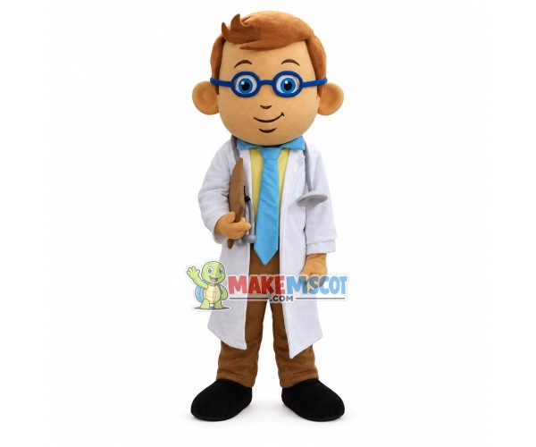 The Surgeon With Blue Glasses Mascot Costume The Surgeon With Blue Glasses Mascot Costume