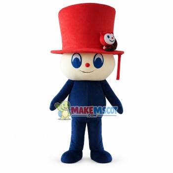 Cartoon Soft Doll In The Top Hat Mascot Costume Cartoon Soft Doll In The Top Hat Mascot Costume