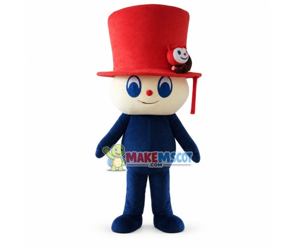Cartoon Soft Doll In The Top Hat Mascot Costume