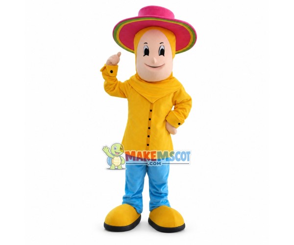 Country Girl With Straw Hat Mascot Costume Country Girl With Straw Hat Mascot Costume