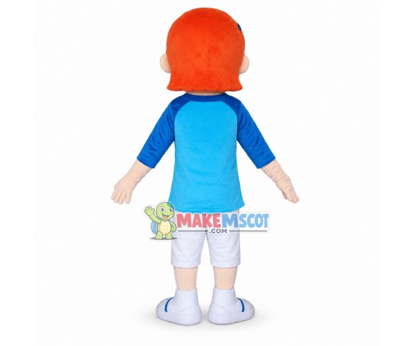 Punk Boy Wearing Ear Studs Mascot Costume Punk Boy Wearing Ear Studs Mascot Costume