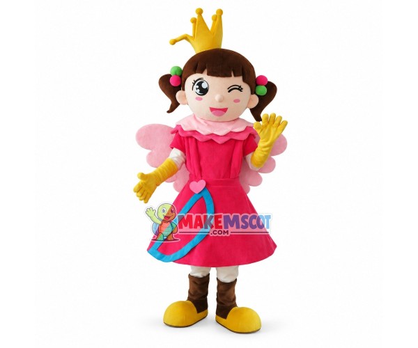 Lively Crown Girl On Stage Mascot Costume Lively Crown Girl On Stage Mascot Costume