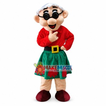 Kindly Grandma With Shower Cap Mascot Costume