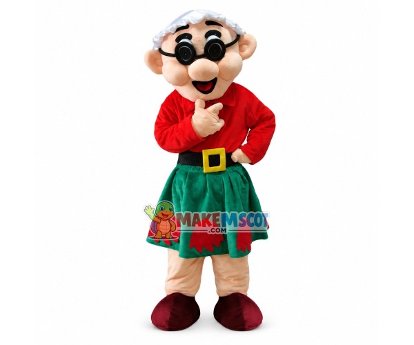 Kindly Grandma With Shower Cap Mascot Costume