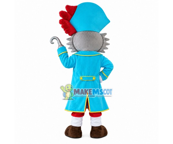 Skeleton Pirate Gray Wolf Mascot Costume Skeleton Pirate Gray Wolf Mascot Costume