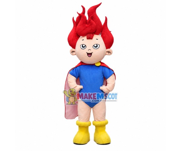 Super Fire Boy Cartoon Mascot Costume Super Fire Boy Cartoon Mascot Costume