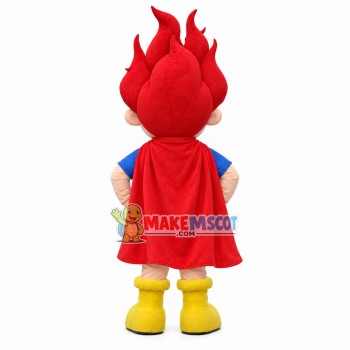 Super Fire Boy Cartoon Mascot Costume