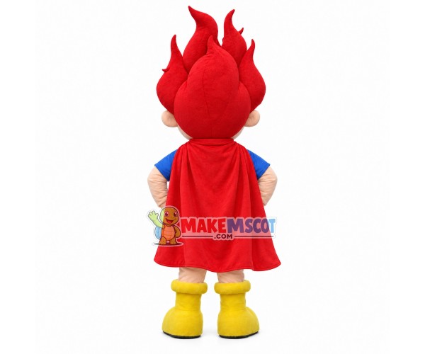 Super Fire Boy Cartoon Mascot Costume Super Fire Boy Cartoon Mascot Costume