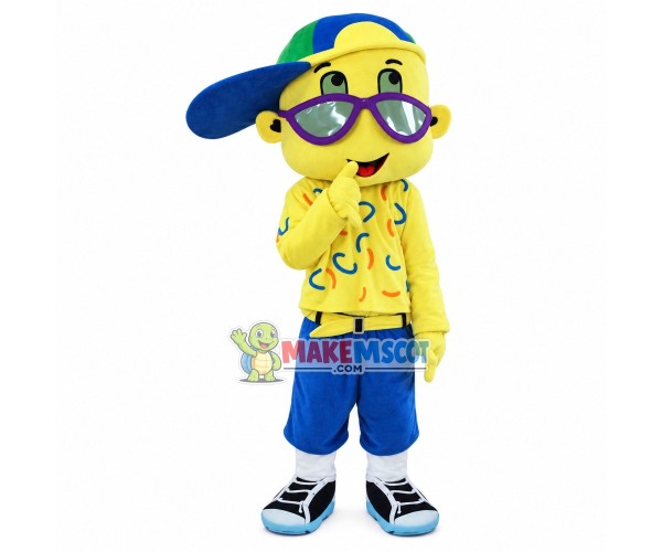 Fashion Boy With Cool Glasses Mascot Costume
