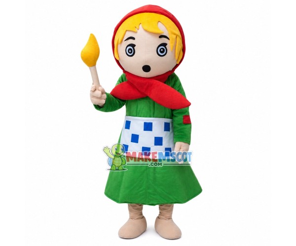 Poor Little Girl Lighting Match Mascot Costume Poor Little Girl Lighting Match Mascot Costume