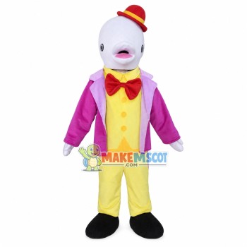 Performing White Dolphin Mascot Costume