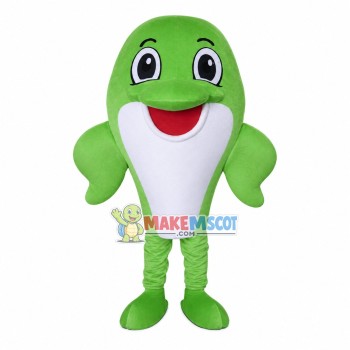 Green Baby Dolphin Cartoon Mascot Costume Green Baby Dolphin Cartoon Mascot Costume