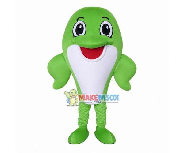 Green Baby Dolphin Cartoon Mascot Costume Green Baby Dolphin Cartoon Mascot Costume