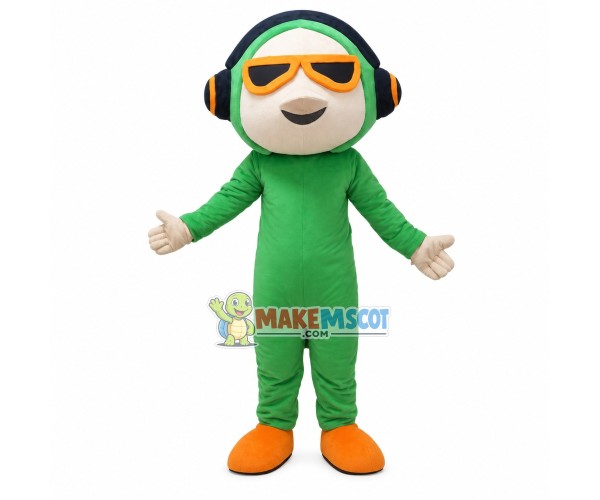 Green Aviator Penguin Mascot Costume Green Aviator Penguin Mascot Costume