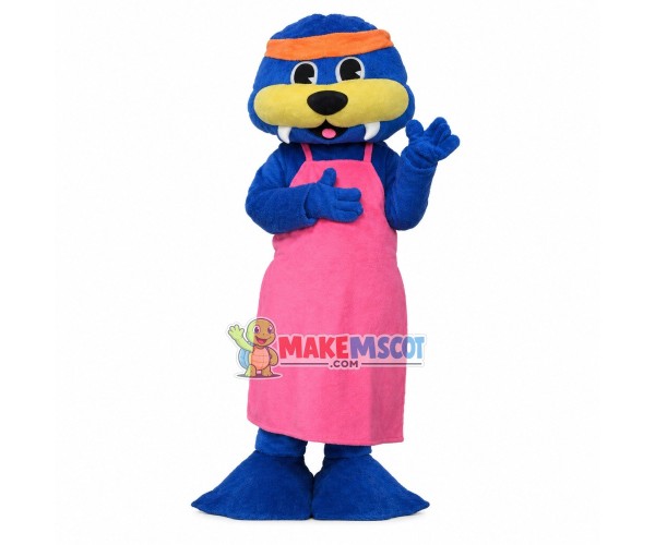 Fur Seal Wearing Long Apron Mascot Costume
