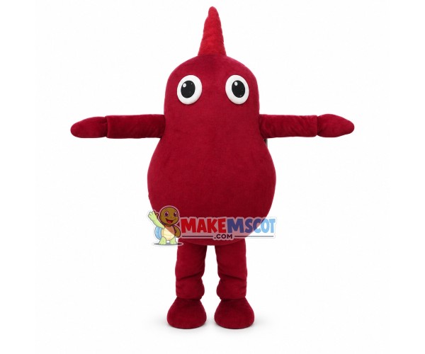 Dark Red Doll With Horn Mascot Costume Dark Red Doll With Horn Mascot Costume