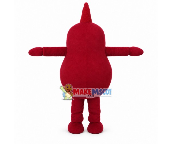 Dark Red Doll With Horn Mascot Costume Dark Red Doll With Horn Mascot Costume