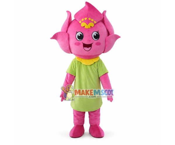 Blooming Pink Rose Flower Mascot Costume